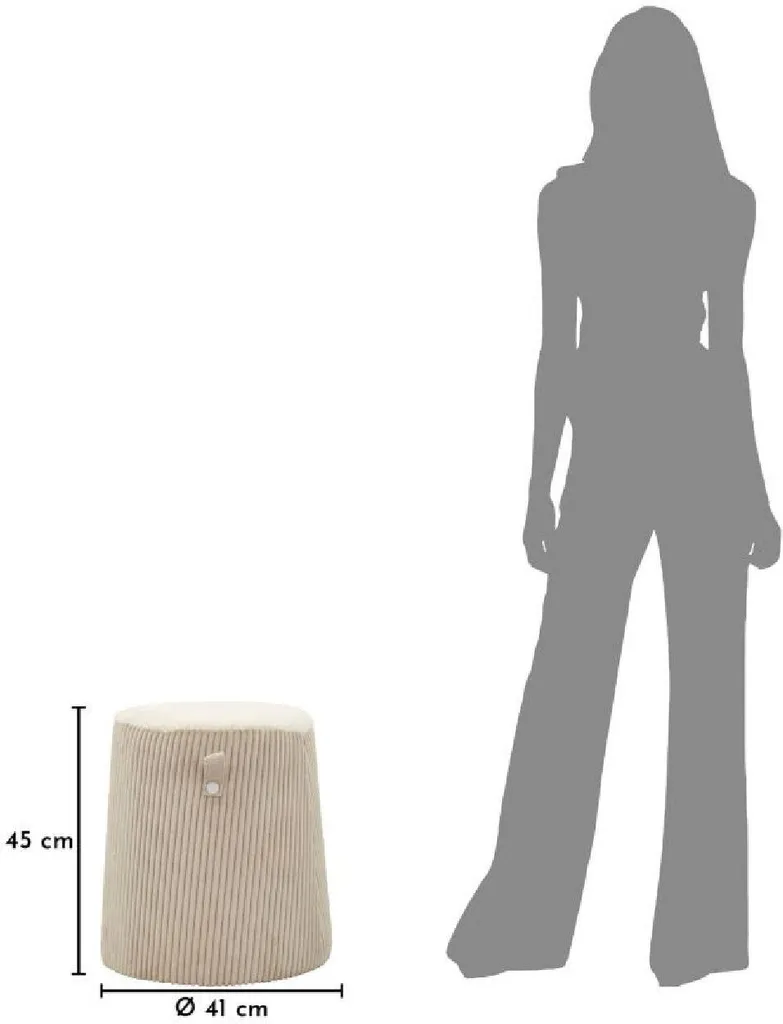 Tabouret Blanc Dublino 41x45x41 cm Finition Polyester et Structure MDF