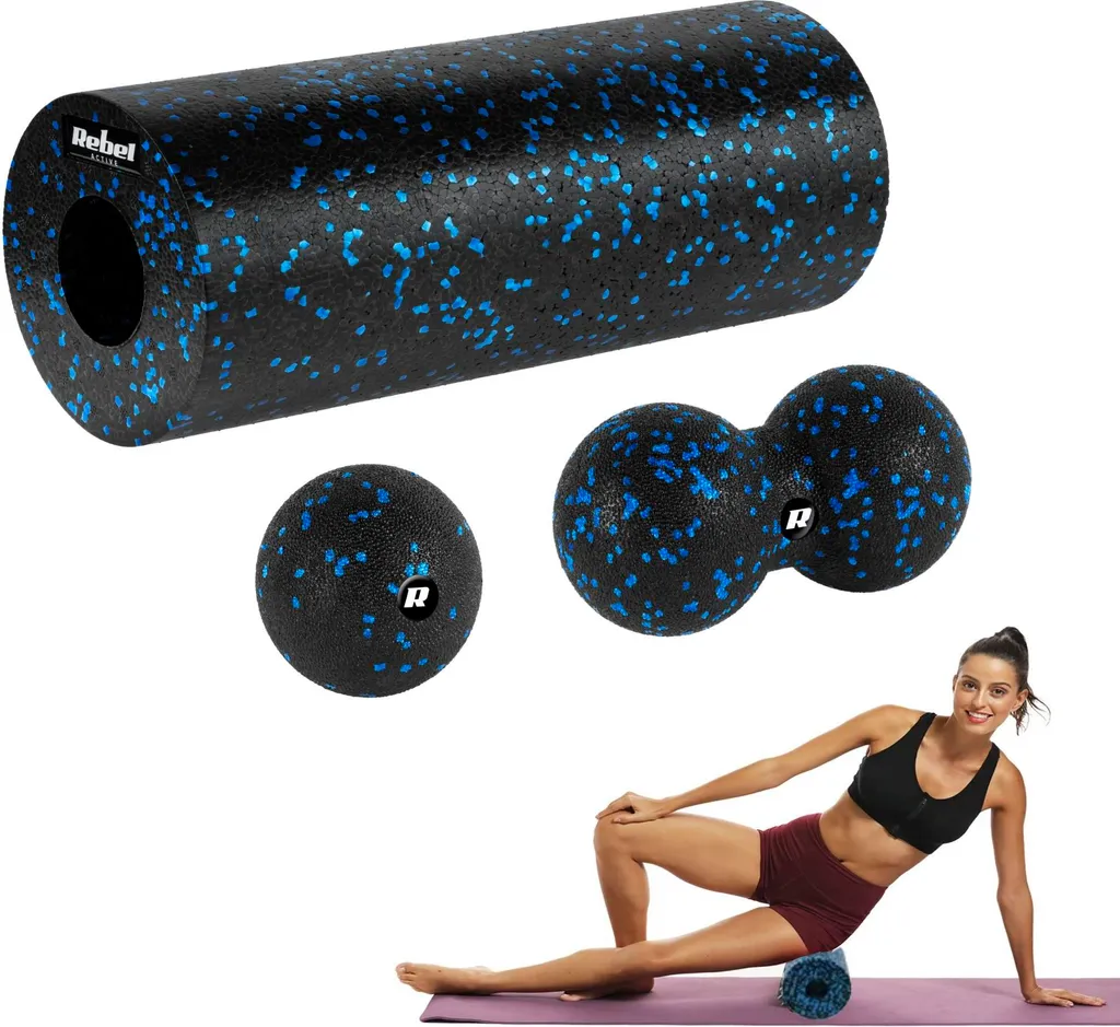 Set de massage REBEL ACTIVE 3 pièces avec rouleau et balles de massage