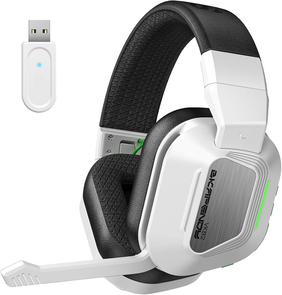 2.4Ghz Verlustfreies Sound Gaming Kopfhörer Mit Mikrofon, Bluetooth Kabelloses Headset für Mac, Switch, Faltbares, Coole RGB, 50H+ Akkulaufzeit
