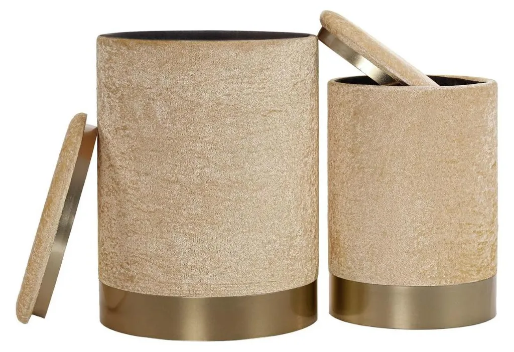 Lot de 2 poufs avec rangement velours D35 cm CALICOSY COMFORT