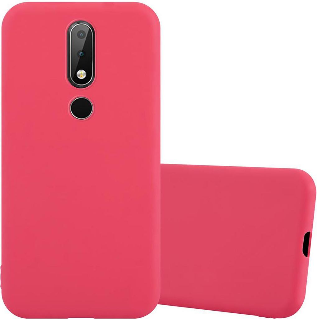 Cadorabo Hülle für Nokia 6.1 PLUS / X6 Schutzhülle in Rot Handyhülle TPU Silikon Etui Case Cover