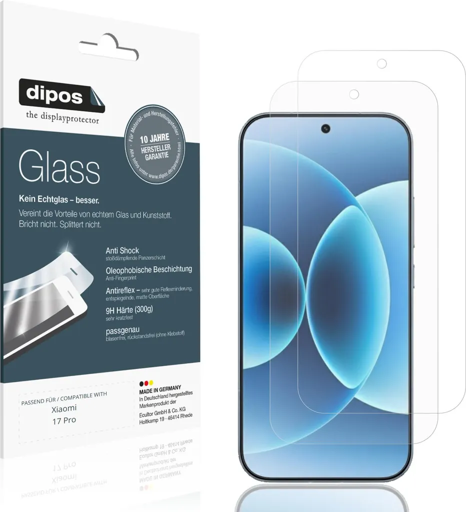 2x Pellicola Protettiva Xiaomi 17 Pro Vetro Flessibile 9H Opaco dipos