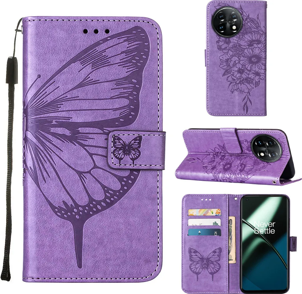 Recensione Custodia OnePlus 11 Pelle Viola Farfalla con Stand e Card Slot