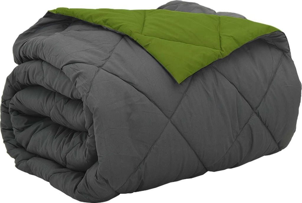 Ganzjahresbettdecke Grün und Anthrazit 220 x 240 cm Mikrofaser
