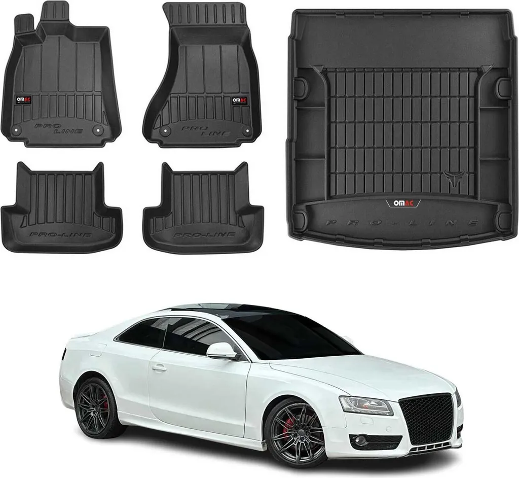 Kit Gomma Audi A5 8T3 Coupé 2007-16: Tappetini + Fodera Bagagliaio OMAC
