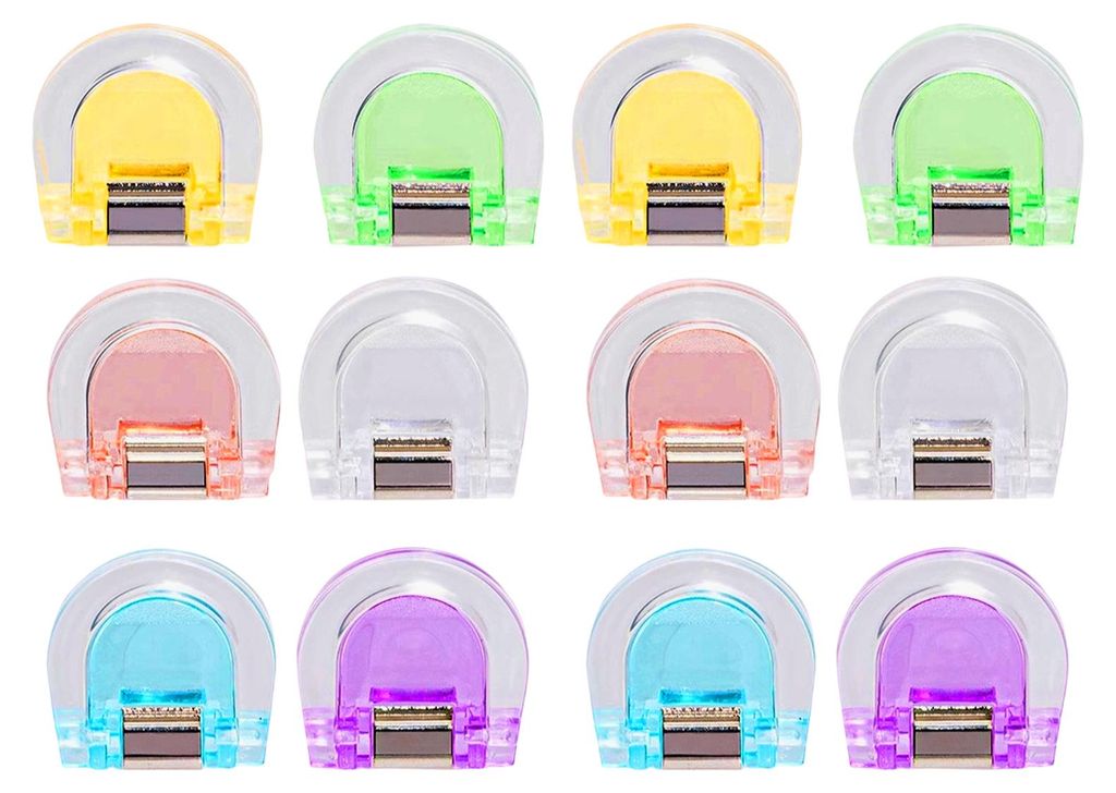 6/12 Mini-Binderclips, transparent, farbenfroh, mit langem Ende, für Papier, Schule, Büro, Zuhause