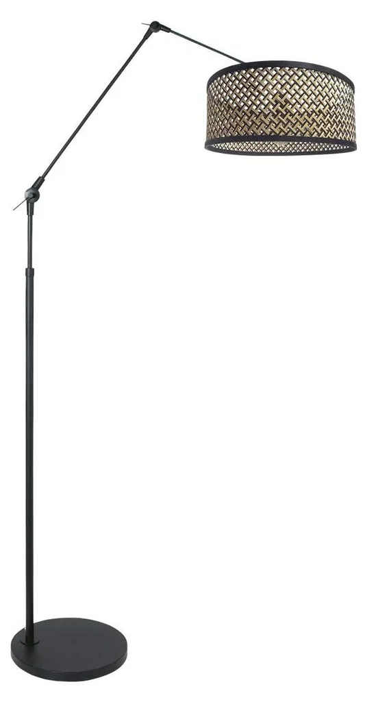 Steinhauer Prestige Chic Lampadaire Noir et Bambou E27 - 3792ZW