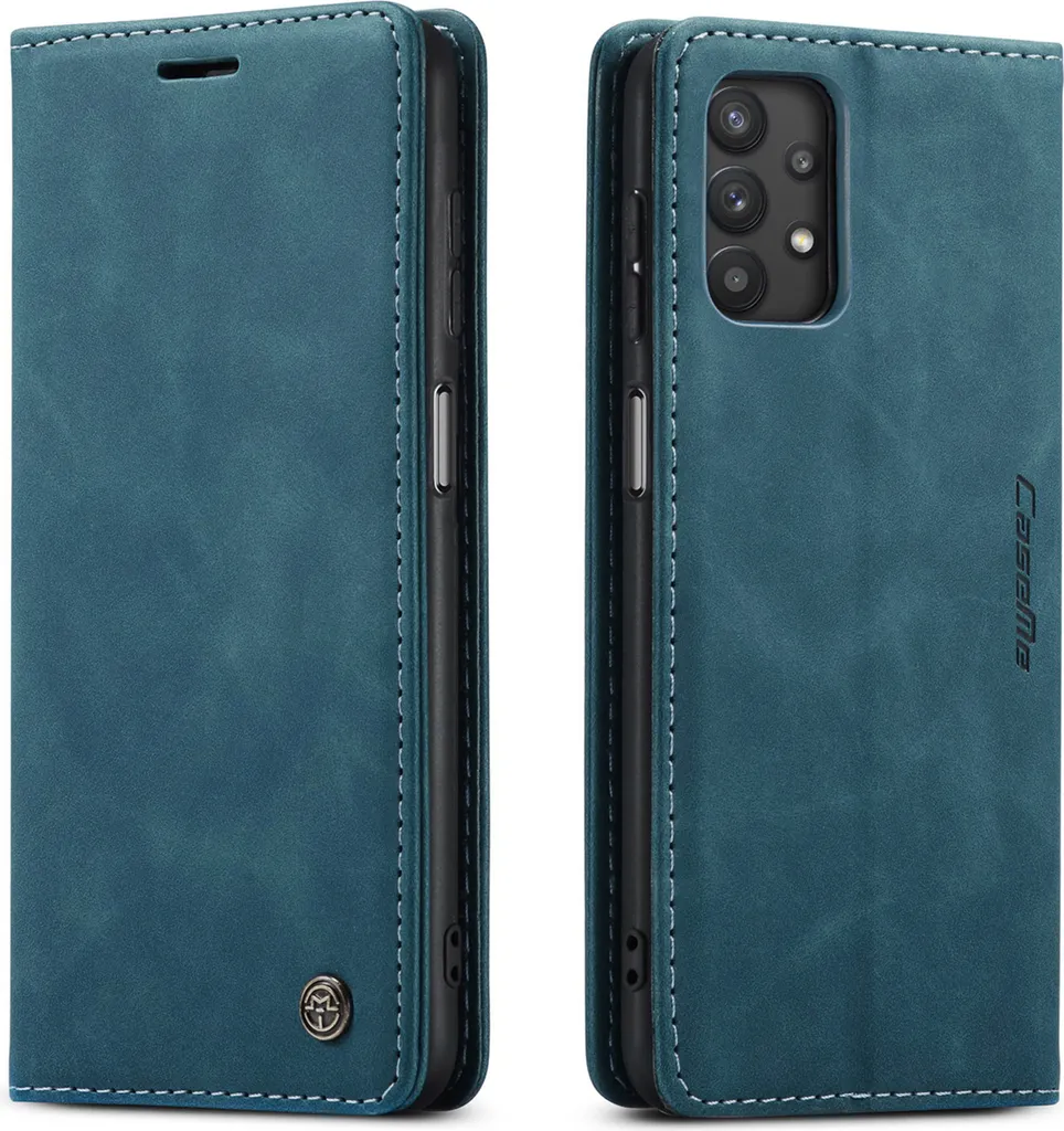 Custodia Samsung Galaxy A32 5G in Pelle Sintetica Blu con Stand