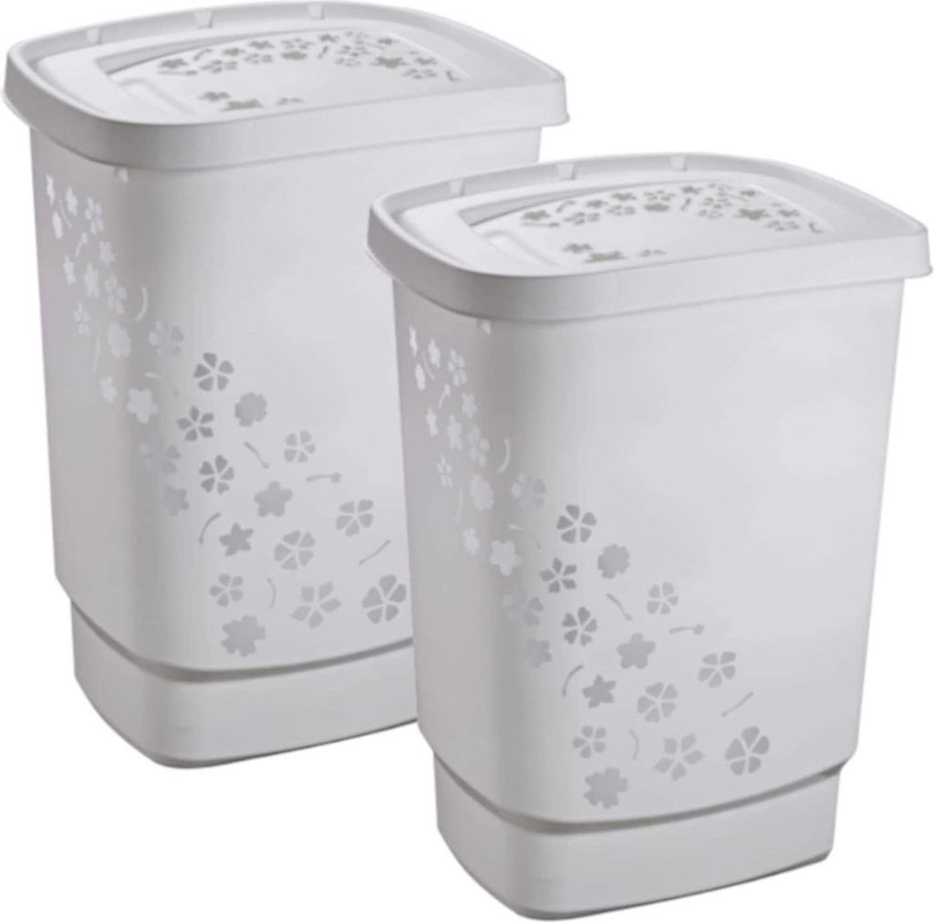2er Set Wäschesammler 55 l FLOWERS, Farbe:Grau Produktbild 