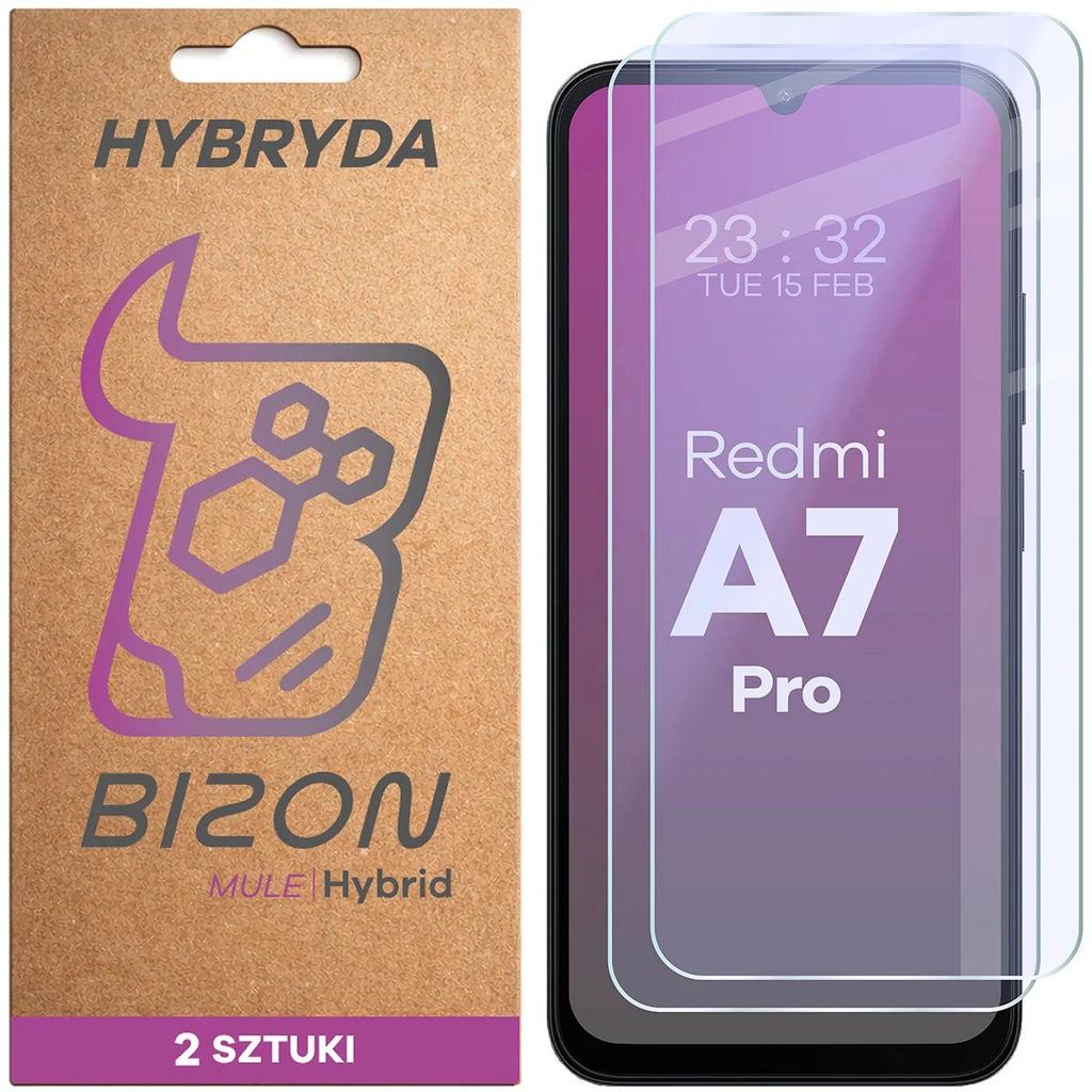 2x Flexibles Hybridglas für Xiaomi Redmi A7 Pro 4G, Bizon Hybrid Mule Duo