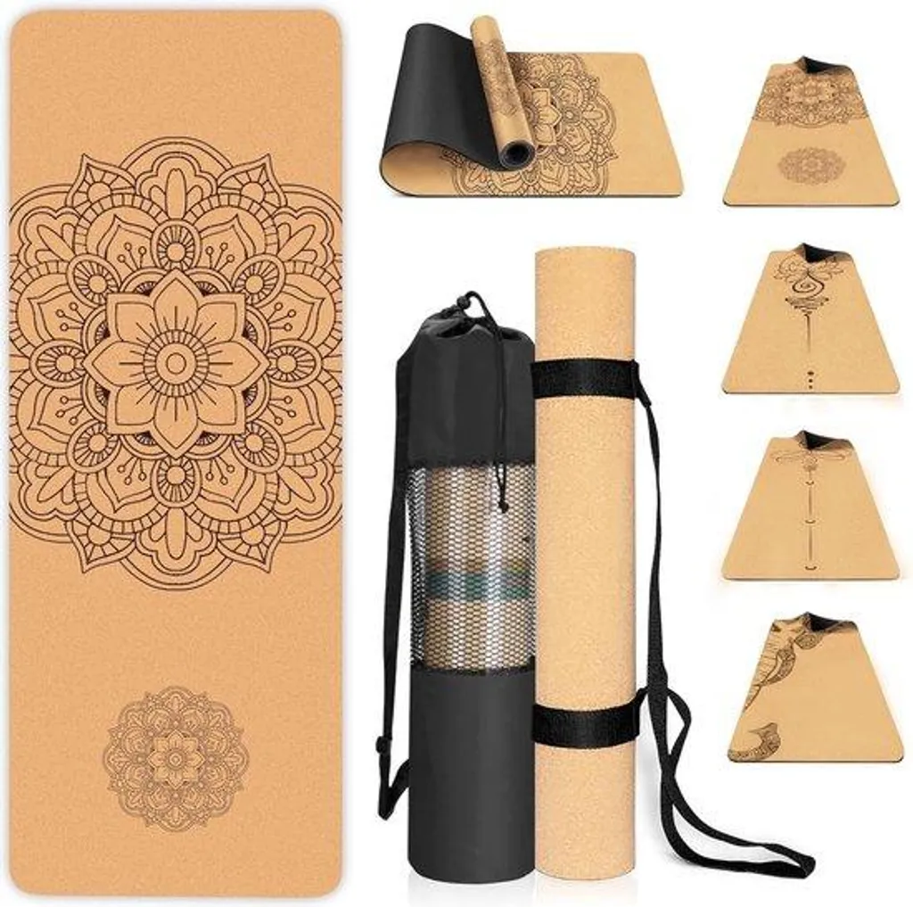 Tapis yoga et Pilates en liège pour exercices au sol - Amorti optimal