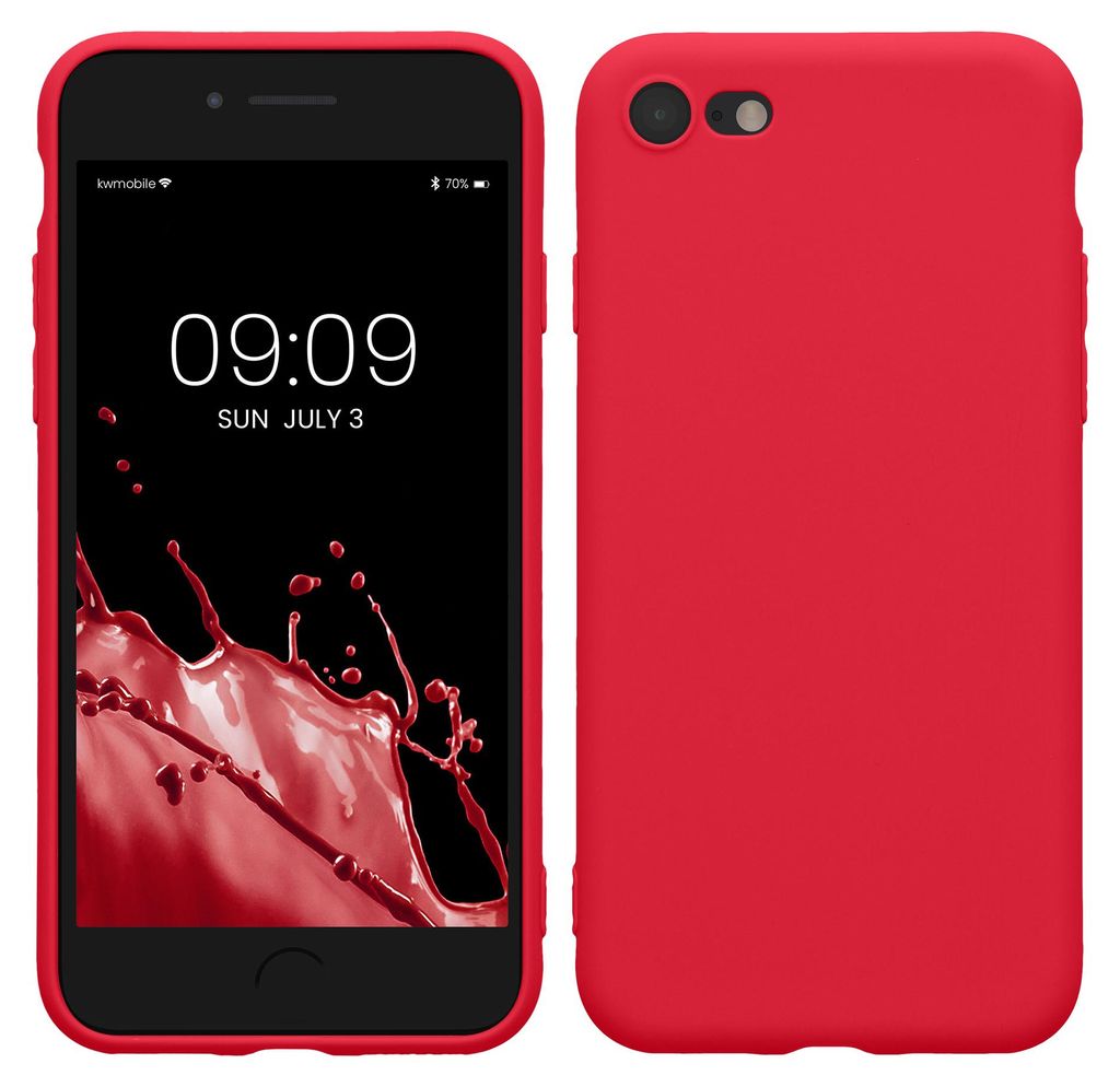 kwmobile Handyhülle für Apple iPhone SE (2022) / SE (2020) / 8 / 7 Hülle - weiches Handy Silikon Case - Schutzhülle Cover - Neon Pink