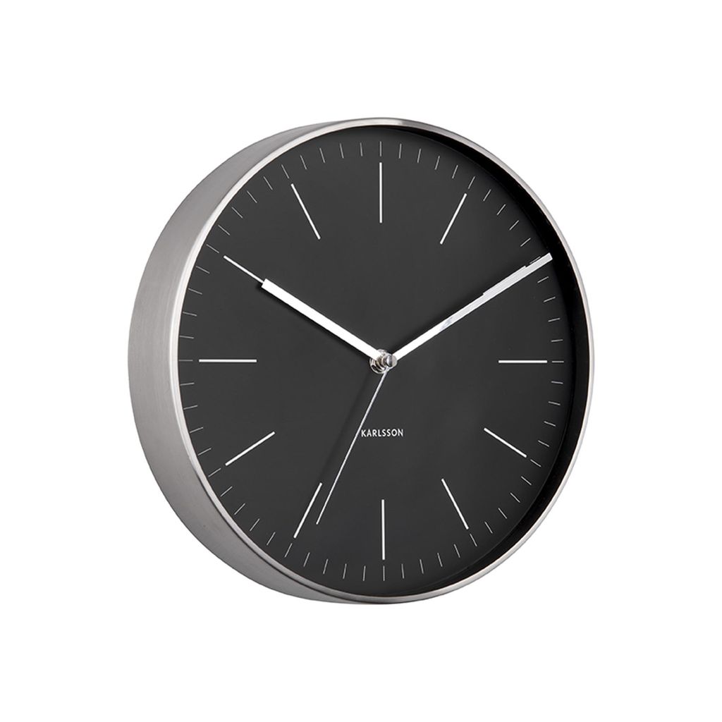Karlsson – Wanduhr Minimal Stahl – Schwarz
