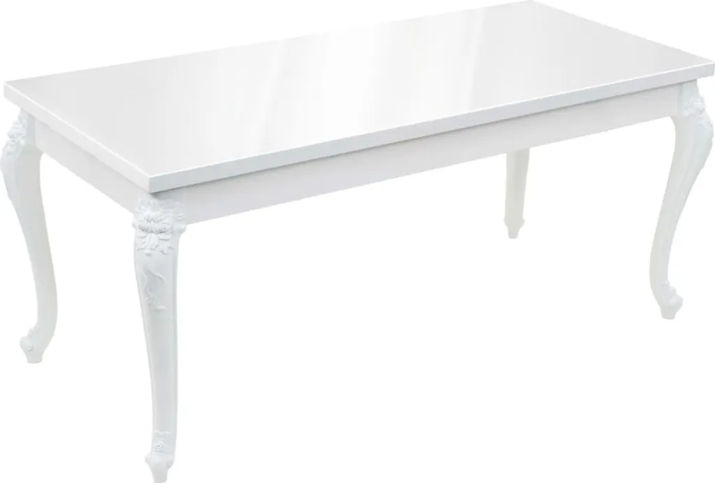 Table de repas design laqué blanc brillant 179 x 89 cm robuste et stable