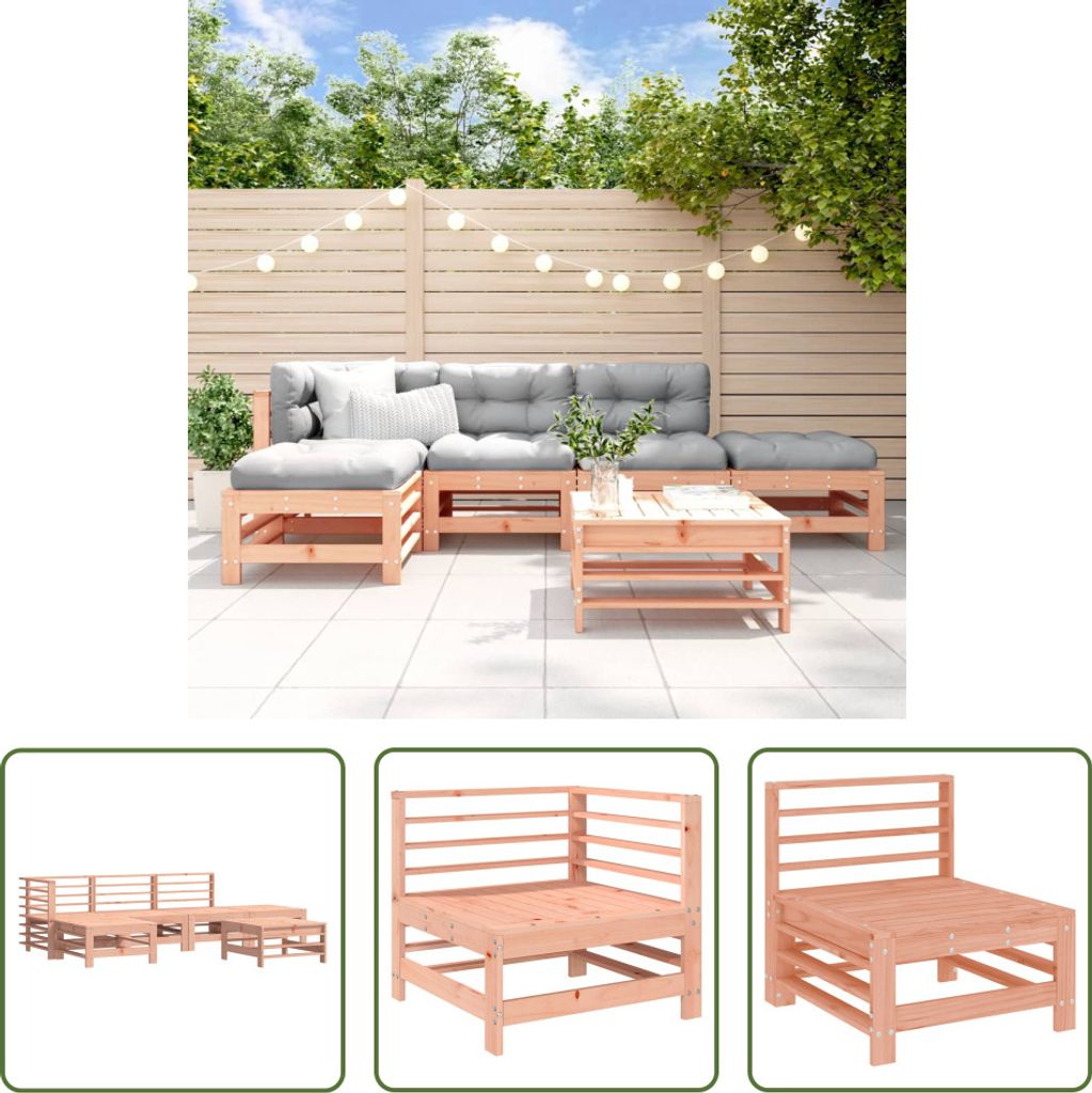 The Living Store 6-tlg. Garten-Lounge-Set Massivholz Douglasie