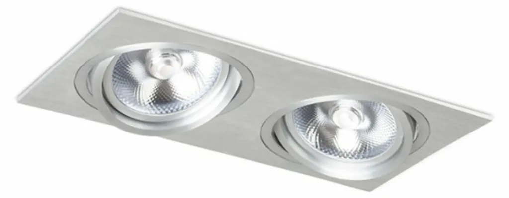 Plafonnier Double Spot Carré Pasadena G53 en Aluminium Brossé Rendl 12V