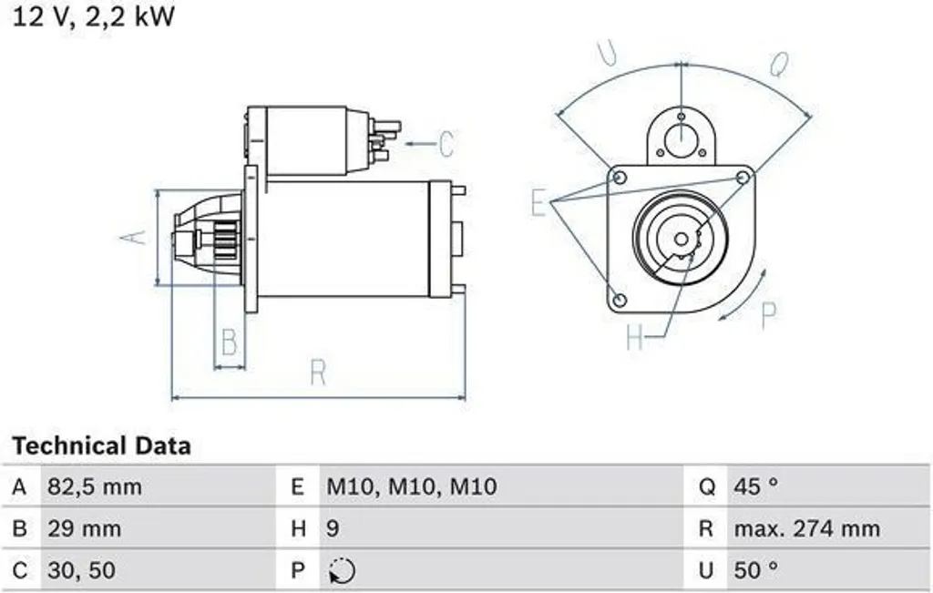 Démarreur BOSCH 0 986 015 930 pour FIAT DUCATO Plateau et Châssis 230