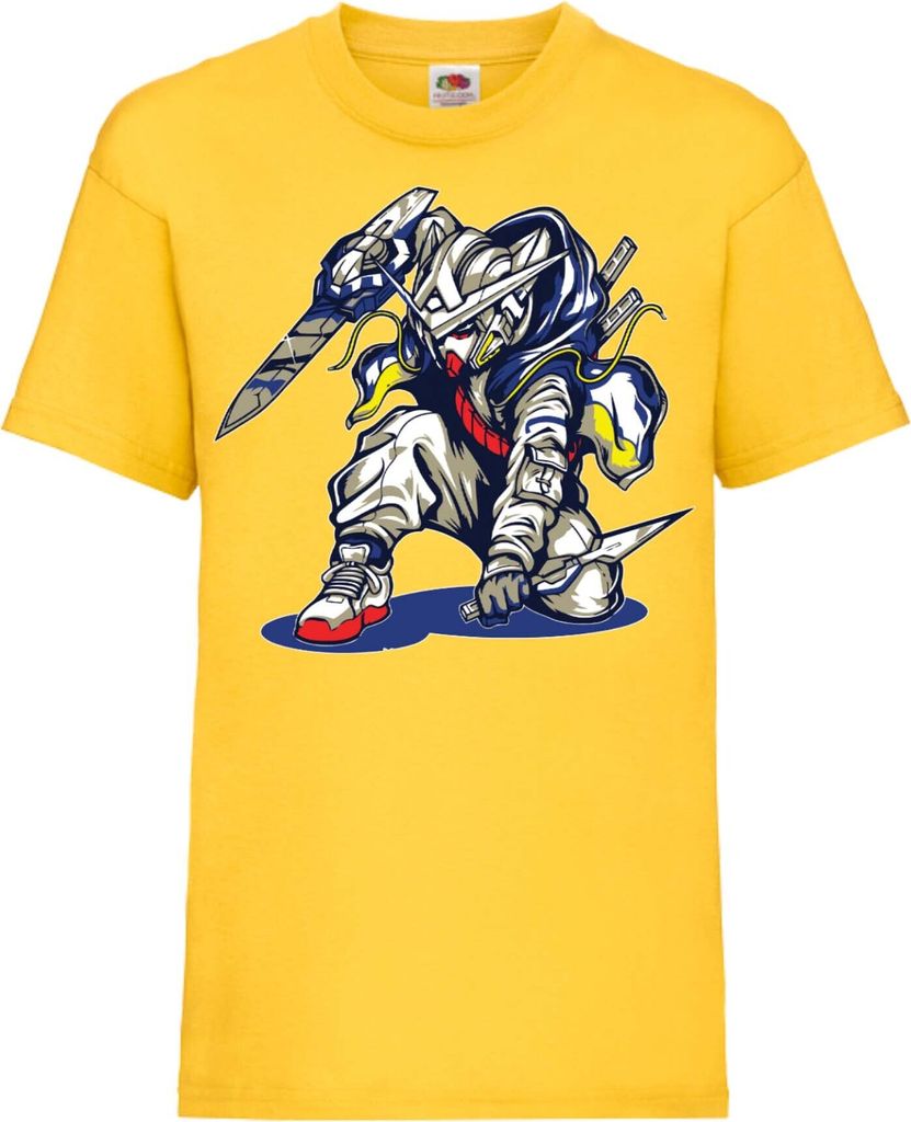 Kinder T-Shirt Mobile Suit Gundam 03 Ninja Robot Mech, 9-11 Jahr - 140 / Gelb