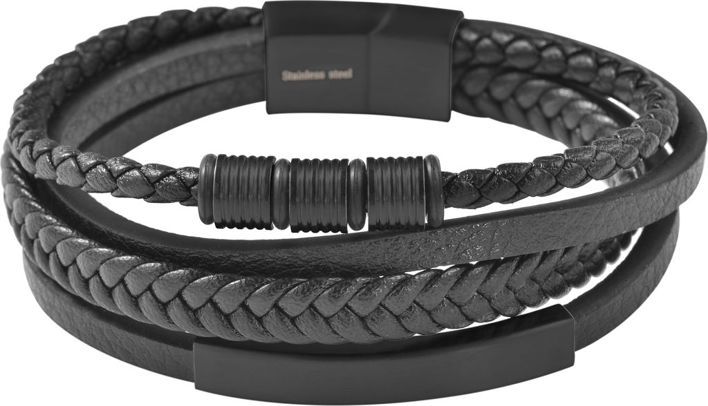 "Ryze" Akzent Armband aus Echtleder, gravurfähig, schwarz Produktbild 