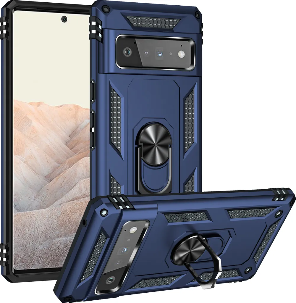 Custodia Google Pixel 6 Pro Protezione Militare Blu con Supporto
