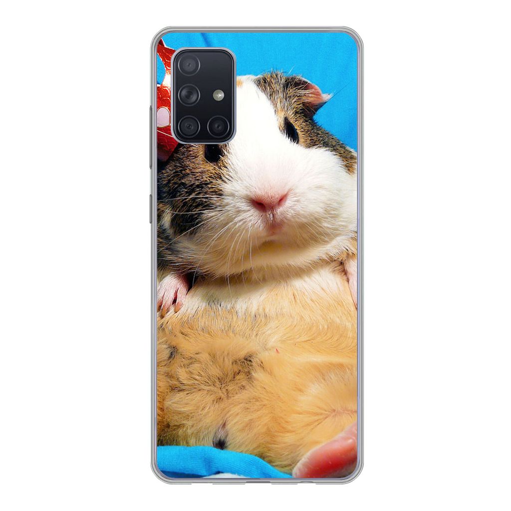 MuchoWow Handyhülle Schutzhülle Hülle für Samsung Galaxy A51 Meerschweinchen - Lustig - Krone - Kinder - Jungen - Mädchen - Kind Silikon Sof...