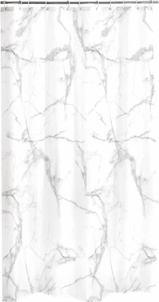 Rideau de douche MARBRE 180 x 200 cm blanc en textile imperméable
