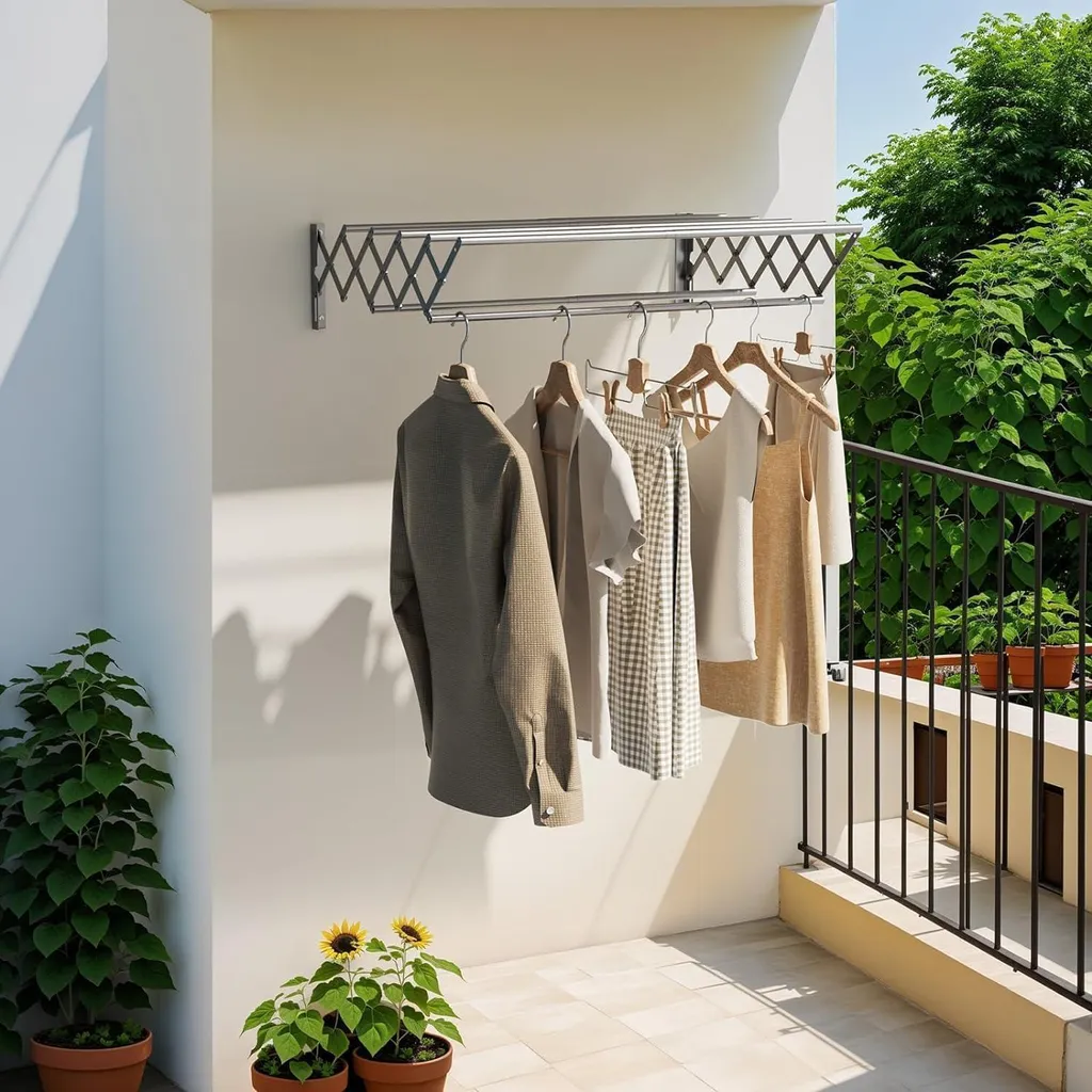 Stendibiancheria Parete Argento 80cm 7 Aste | Design Moderno Bagno - 7