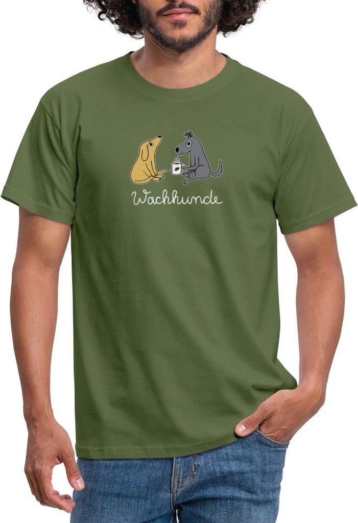 Spreadshirt Wachhunde Hunde Mit Kaffee Wortspiel Männer T-Shirt, 3XL, Militärgrün