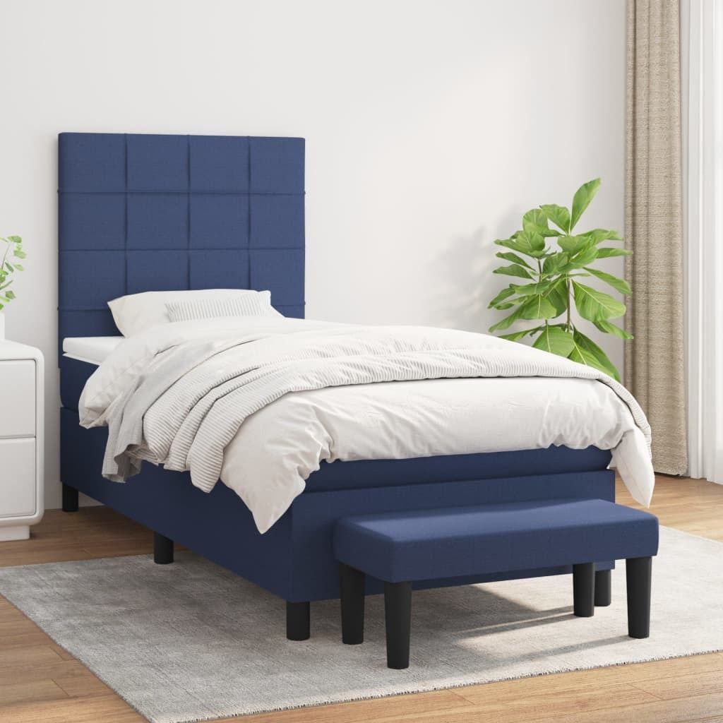 Maison Exclusive - Boxspringbett mit Matratze Blau 80x200 cm Stoff