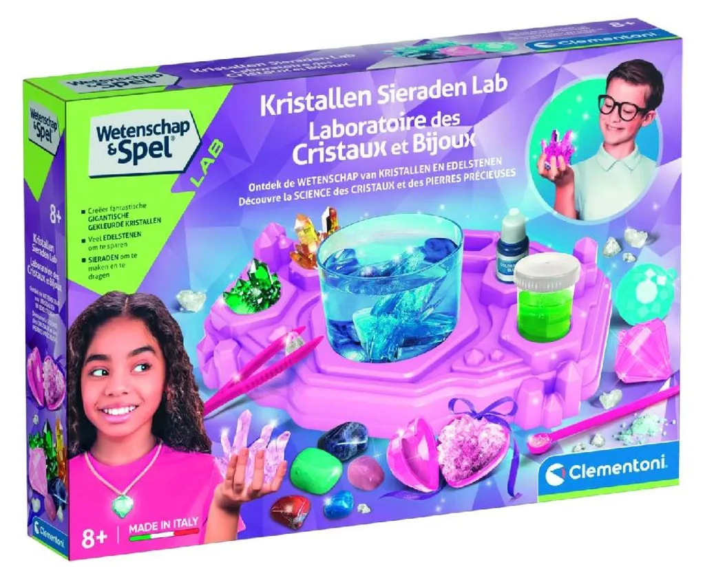 Crystal Jewels Lab Clementoni - Coffret Scientifique Cristaux Étincelants