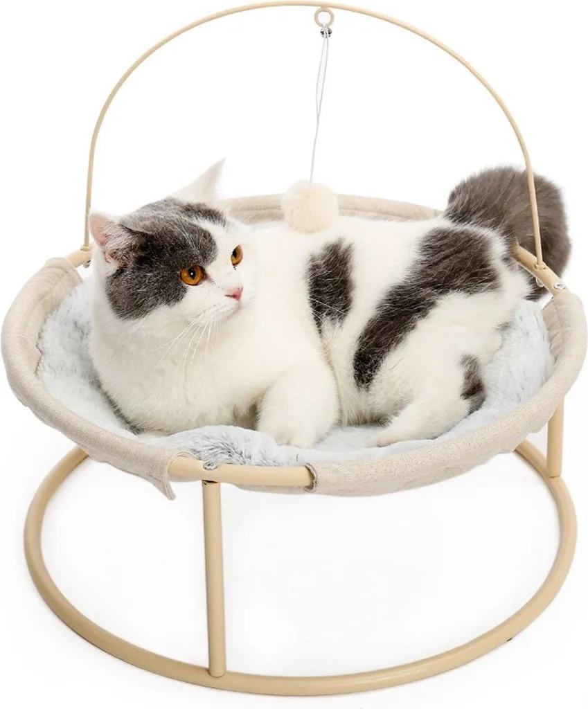 Lit anti-stress pour petit chien et chat Happyment - Peluche Beige 45 cm