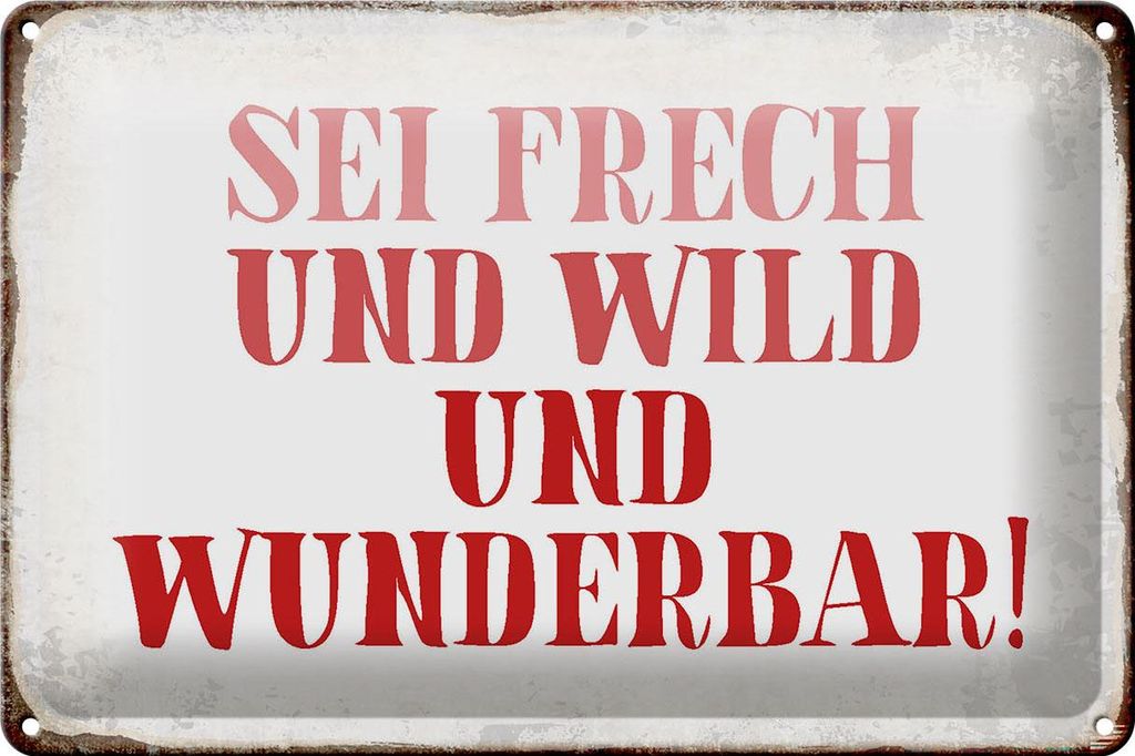 Blechschild Spruch 30x20cm sei frech und wild und wunderbar