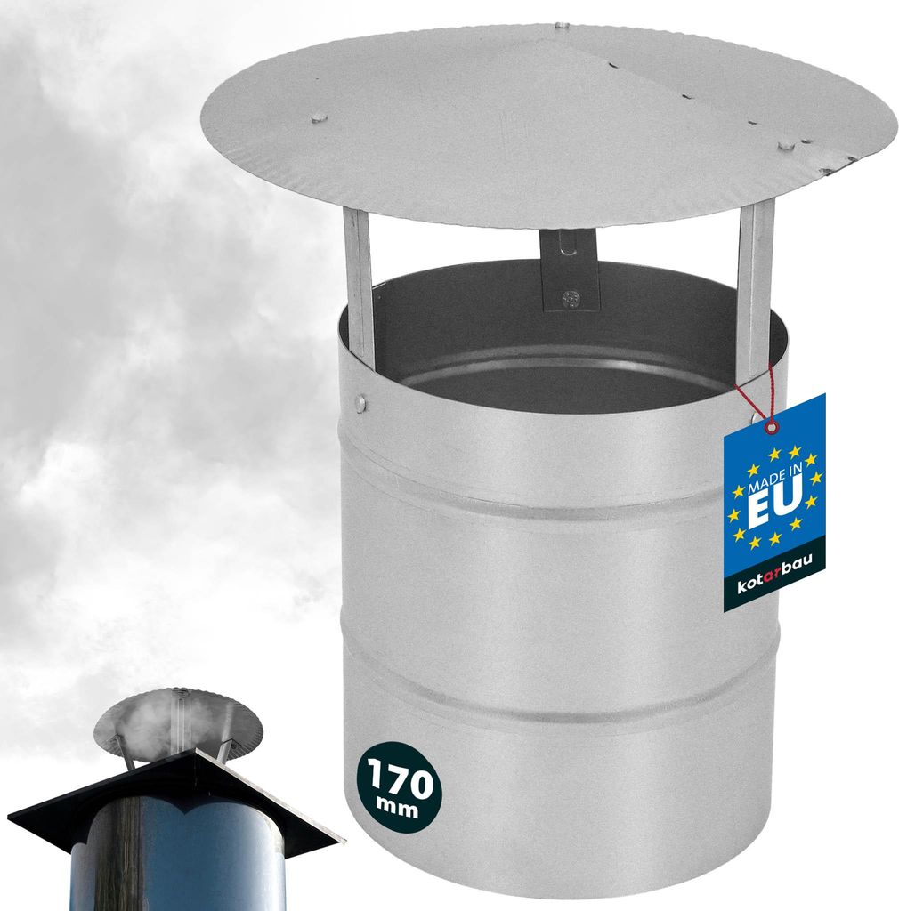 KOTARBAU Schornsteinabdeckung ø 170 mm Kaminhaube Schornstein Regenhaube Kaminabdeckung Schornsteinhaube Kaminaufsatz Rostbeständig verzinkter ...