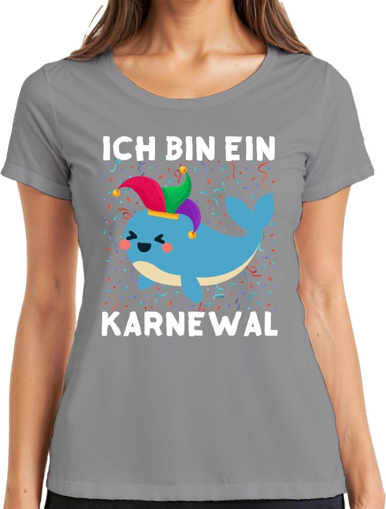 Ich bin ein Karnewal Karneval Wal Narr Konfetti Lustig Geschenk Damen T-Shirt, Grau, 3XL