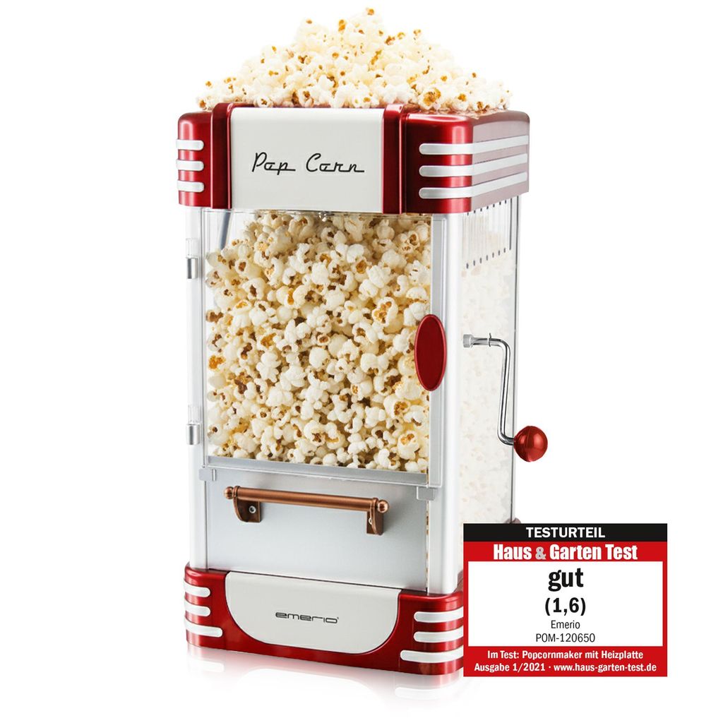 Emerio Popcornmaschine – Popcornmaker – 50 g – Rührsystem – Antihaftbeschichtung – rutschfest – 360 W – Messbecher – POM-120650 ...