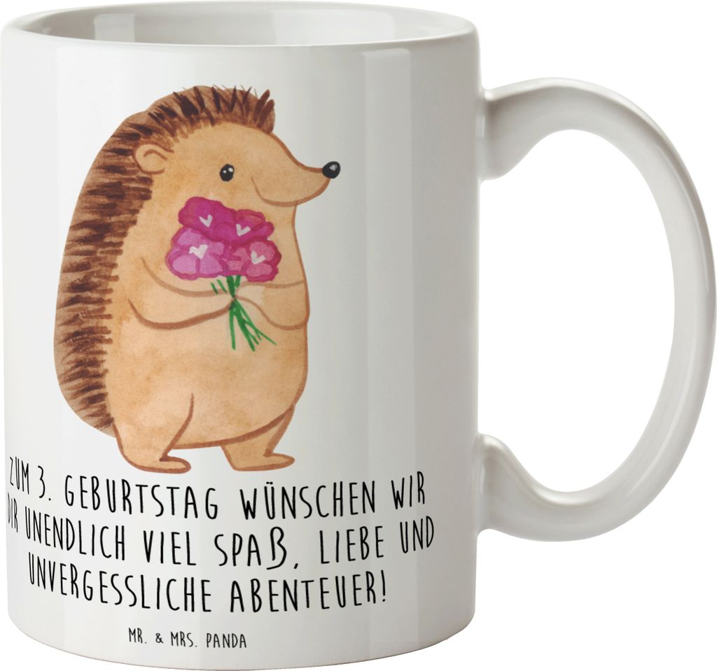 Mr. & Mrs. Panda Kaffeepott 3. Geburtstag - Weiß - Geschenk, Teepott, Feier Ideen, persönliche Geschenke, Kaffeebecher, Kaffeetasse, dritter, Bec...