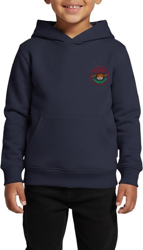 Spreadshirt Pippi Langstrumpf Portrait Rundes Logo Kinder Premium Hoodie, 110/116 (4 Jahre), Navy