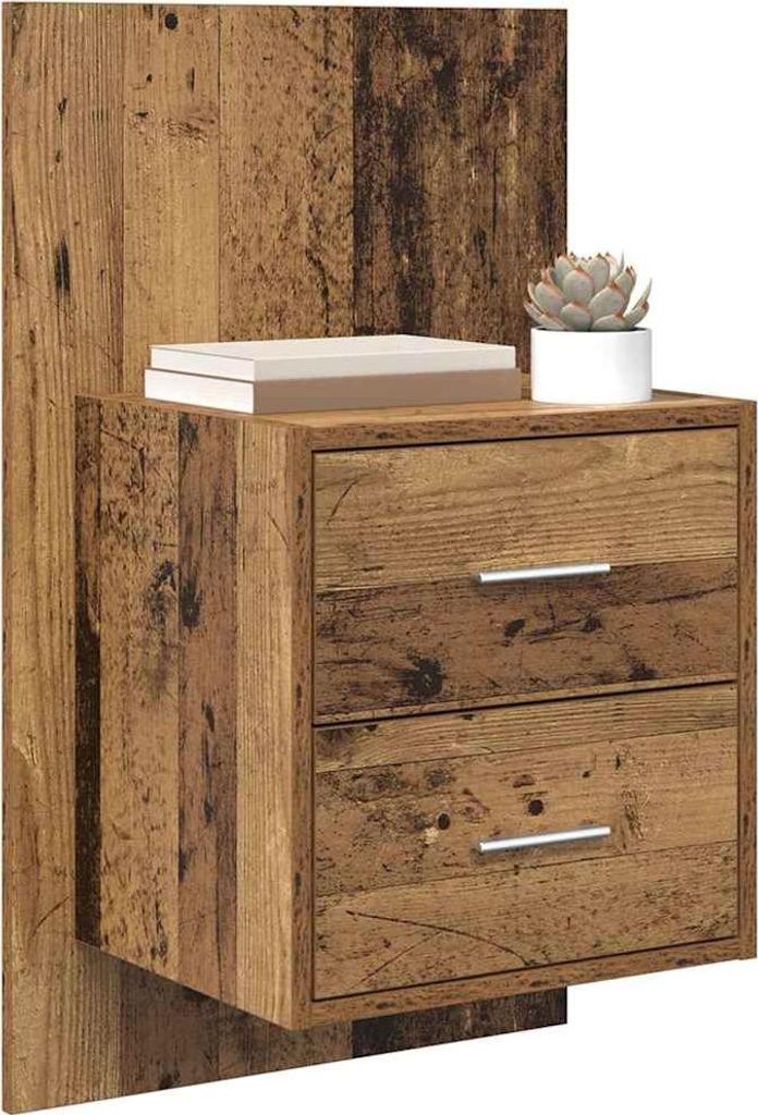 "Winterschlussverkauf "Nachttisch Elegantes Design - Beistelltisch - Wandmontiertes Nachttischchen 2 pcs Altholz 48,5x32,5x80 cm NeuMöbel 7691205