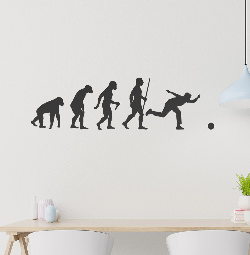 Bowling Kegeln Evolution Wandtattoo Wandaufkleber Wall Sticker - Dekoration, Küche, Wohnzimmer, Schlafzimmer, Badezimmer