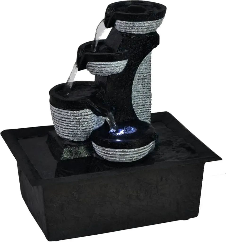Fontaine d'intérieur décorative LED en polyrésine pour salon et bureau 30cm