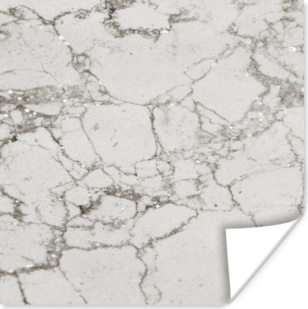 MuchoWow Poster Marmor - Silber - Glitter 100x100 cm - Babyzimmer