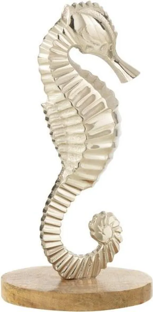 Hippocampe décoratif en aluminium argenté J-Line - Finition métal luxe