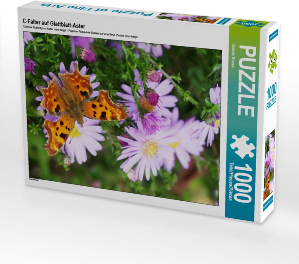 CALVENDO Puzzle C-Falter auf Glattblatt-Aster | 1000 Teile Lege-Größe 64x48cm Foto-Puzzle für glückliche Stunden