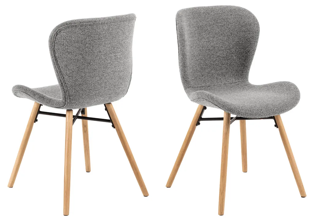 Chaise de repas Batilda grise lot de 2 idéale pour cuisine et séjour