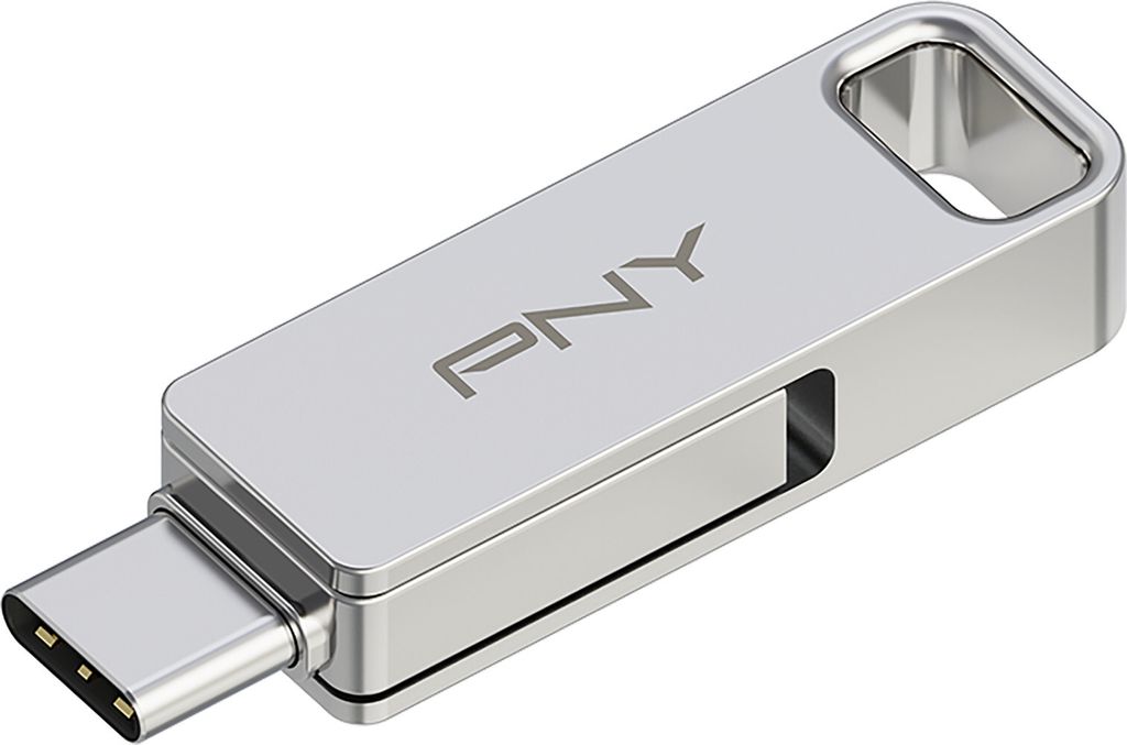 PNY Duo Link USB-Flash-Laufwerk 64GB Silber USB 3.2 Gen 2 Tragbarer Flash-Speicher