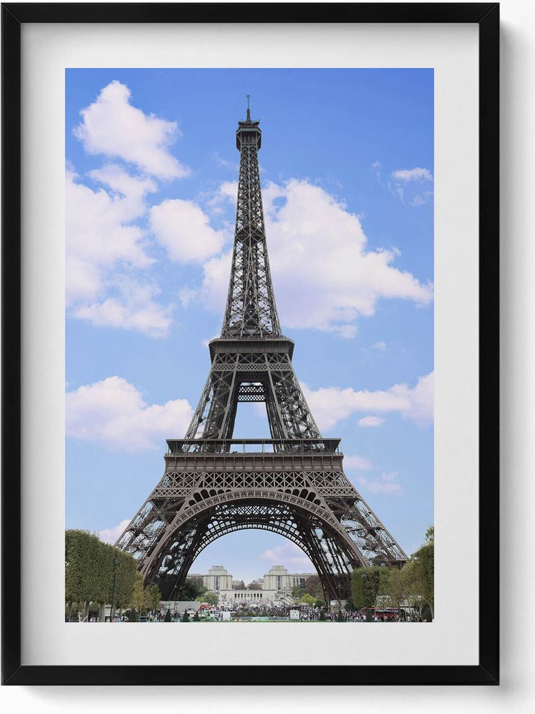 Eiffelturm in Paris Frankreich– Wandbild mit Rahmen – Gerahmtes Bild – Wanddekoration – 50x70 cm – Schwarz Rahmen