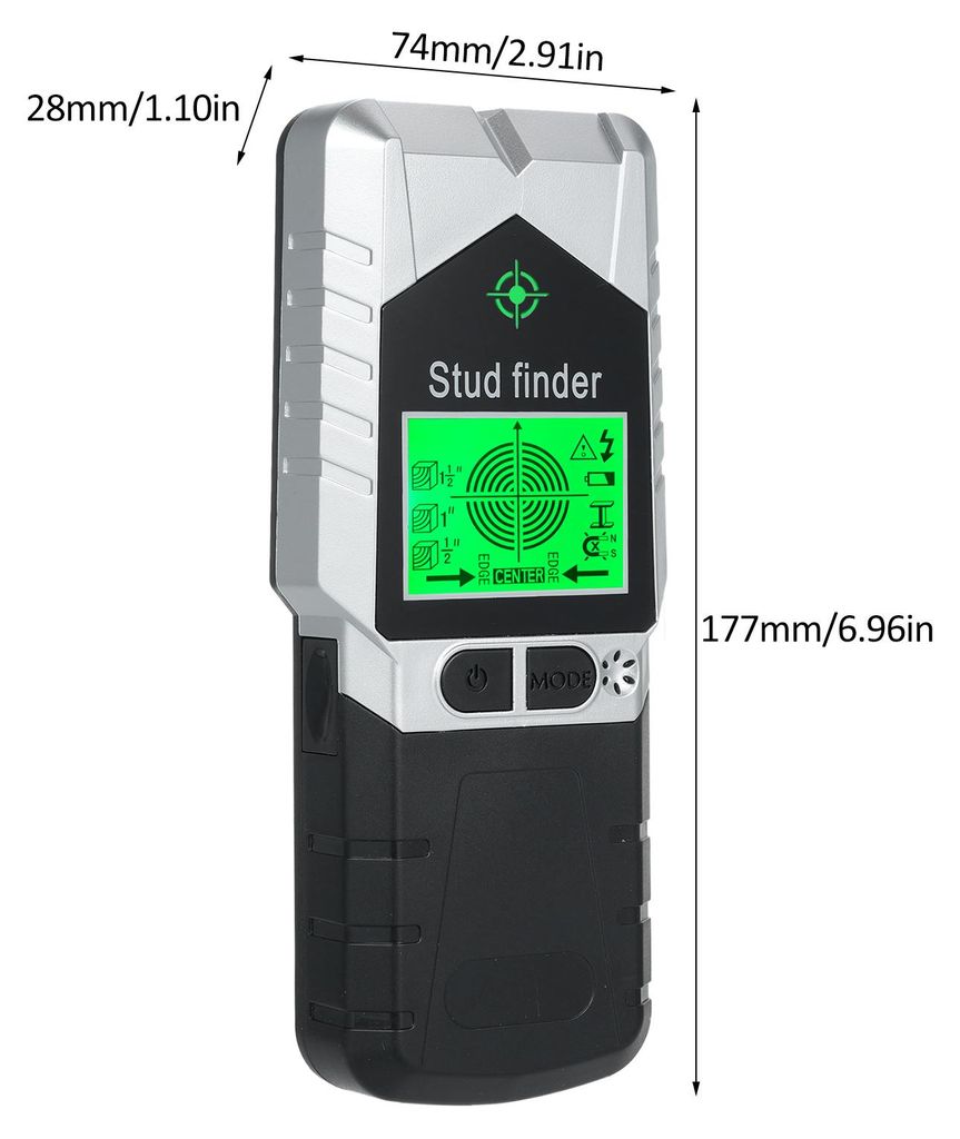 Bolzensucher-Wandscanner, 6-in-1-Detektor mit Magnet, physikalische Nagelsuchfunktion für die Erkennung von Holz, Metall und Wechselstromkabeln, L...
