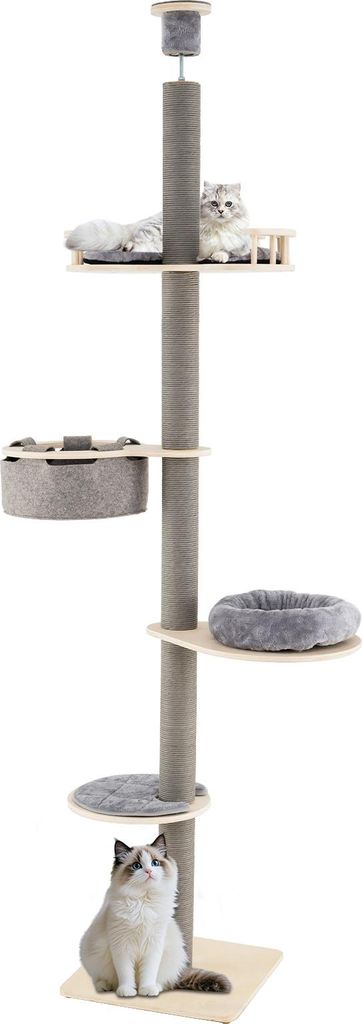 COSTWAY škrabadlo, 236-271 cm, pětipatrový strom pro kočky Obrázek produktu 