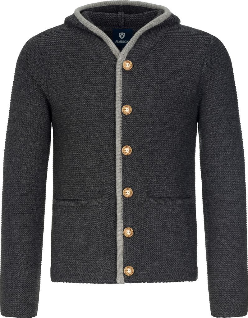 Trachtenstrickjacke Bavaria mit Kapuze (anthrazit) M