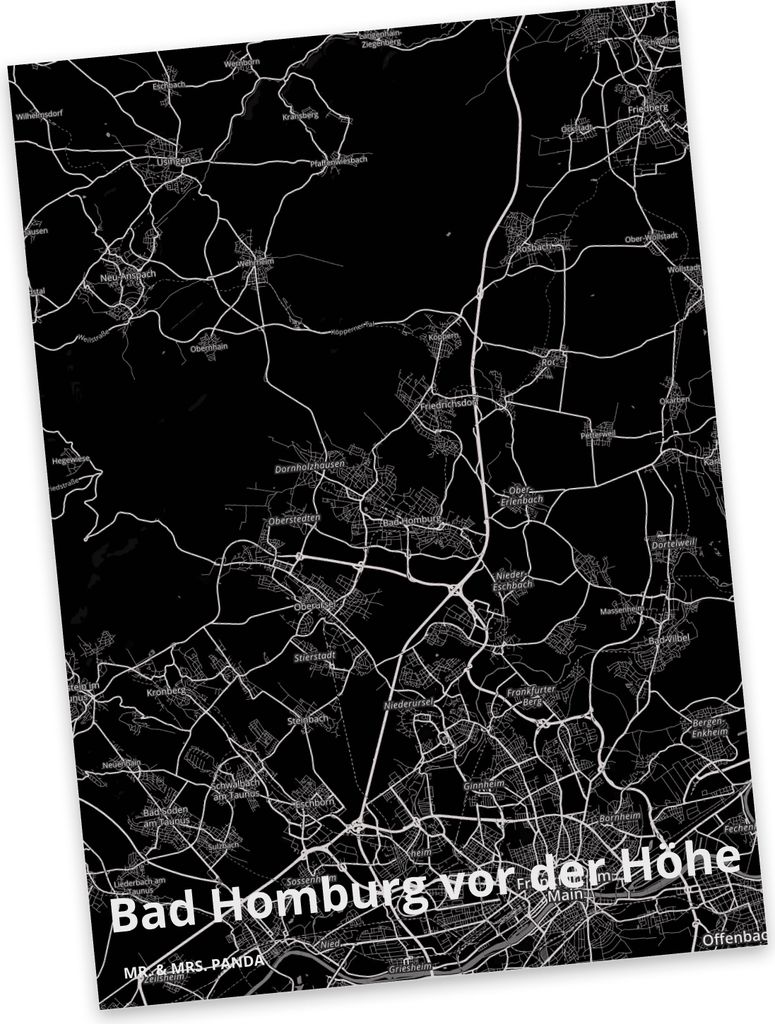 Mr. & Mrs. Panda Postkarte Bad Homburg vor der... - Geschenk, Ansichtskarte, Stadt, Dorf Karte Landkarte Map Stadtplan, Grußkarte, Fotokarte, Ansi...